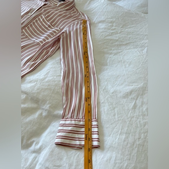 ATM Anthony Thomas Melillo Blouse Button Up Shirt Silk Blend Striped SZ Medium. - Picture 4 of 8